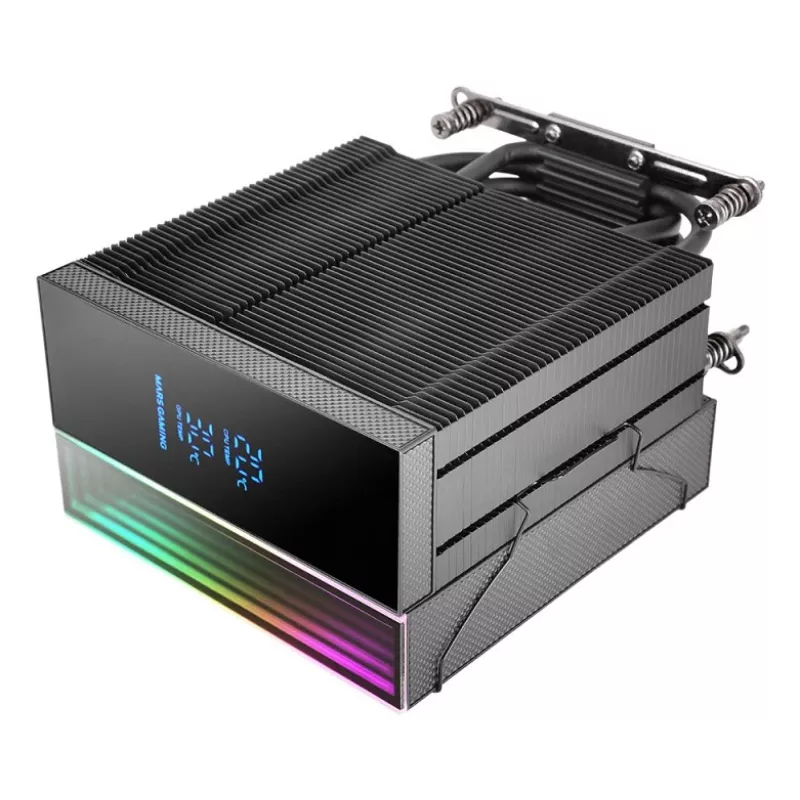 Luftkühler TACENS Mars Gaming MCPU-LCD, 120-mm-Lüfter, TDP 300 W, unterstützt LGA1700/1200/115x/1366 und AM4/AM5, schwarz
