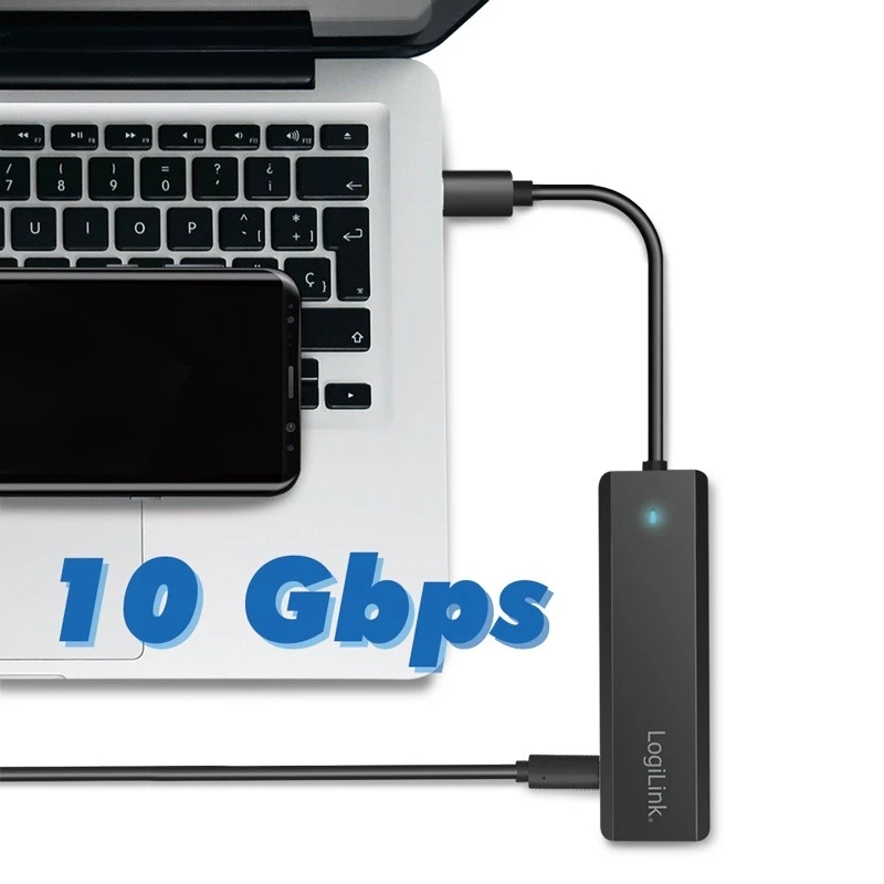 Hub USB-C, 4 Ports 2x USB-A, 2x USB-C, Schwarz