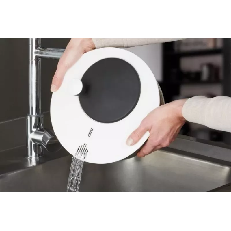 Salatschleuder GEFU Rotare mit Kurbelgriff, Fassungsvermögen 3 L, Kunststoffgehäuse, schwarz/weiß, spülmaschinengeeignet