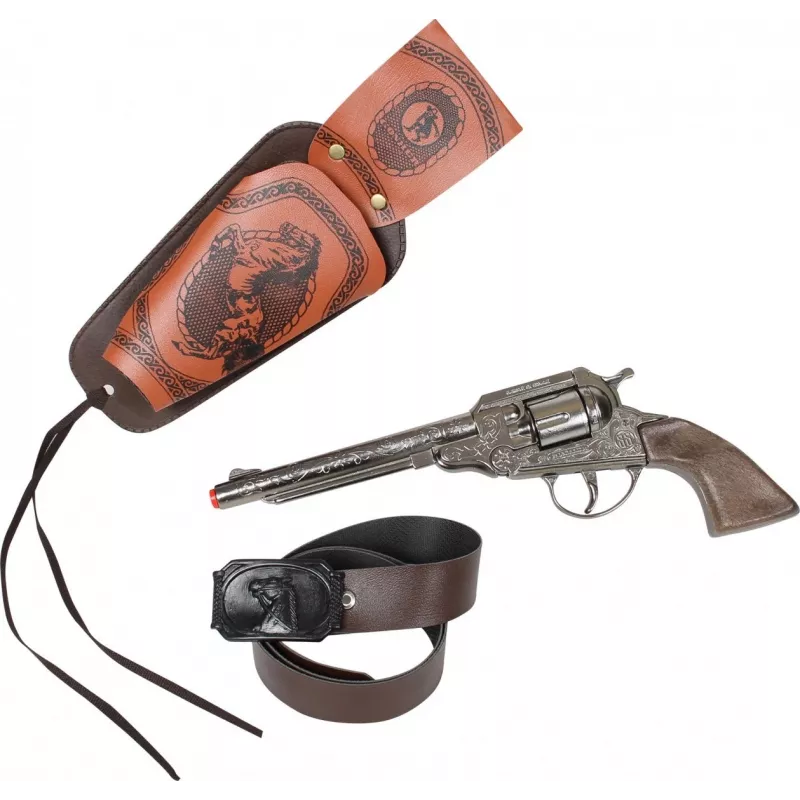 Spielzeug-Metall-Cowboy-Revolver Pulio 155150/0 mit abnehmbarem Holster, Single-Action-Replikat