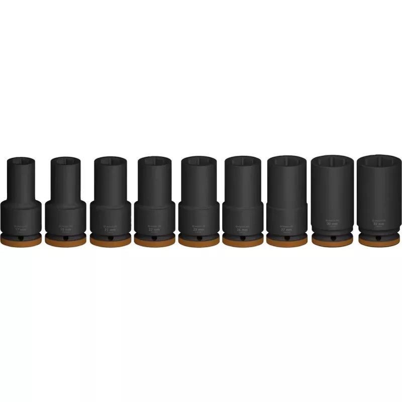 Steckschlüsselsatz Bosch PRO 3/4 Zoll, 9-teilig, tiefe Steckschlüssel, schwarz