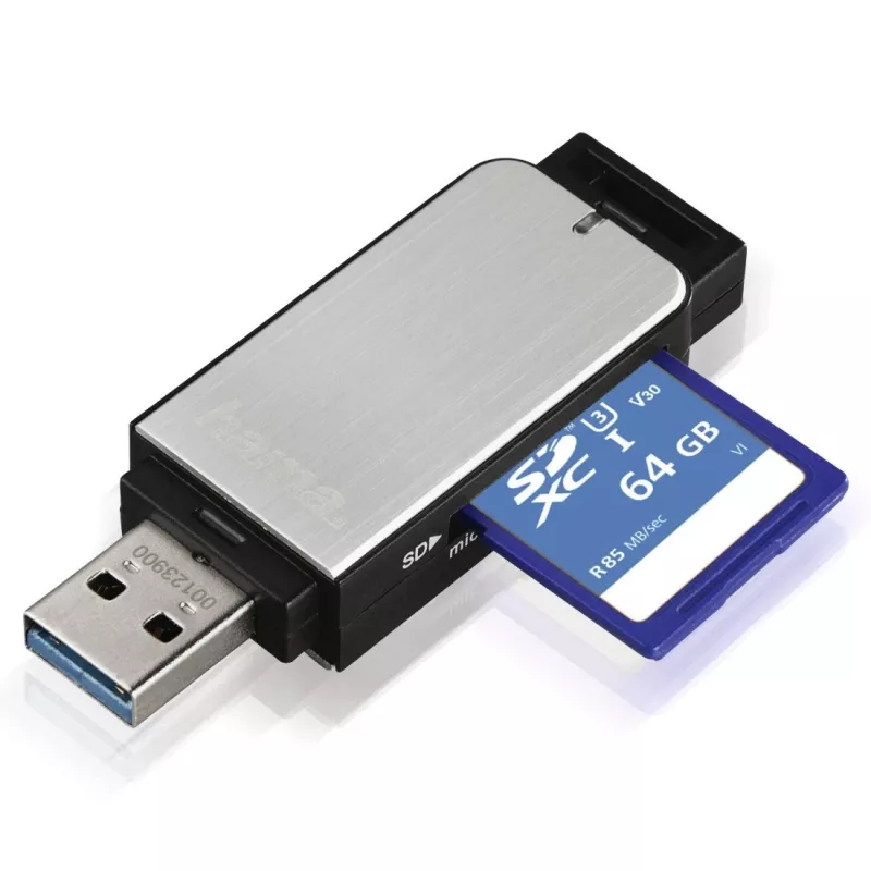 Hama 123900 Kartenlesegerät USB 3.2 Gen 1 (3.1 Gen 1) Schwarz, Silber