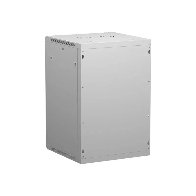 NETRACK 019-180-66-021 Wand-/Hängeschrank 19 Zoll 18 U/600 mm Glastür grau abnehmbare Seitenwände