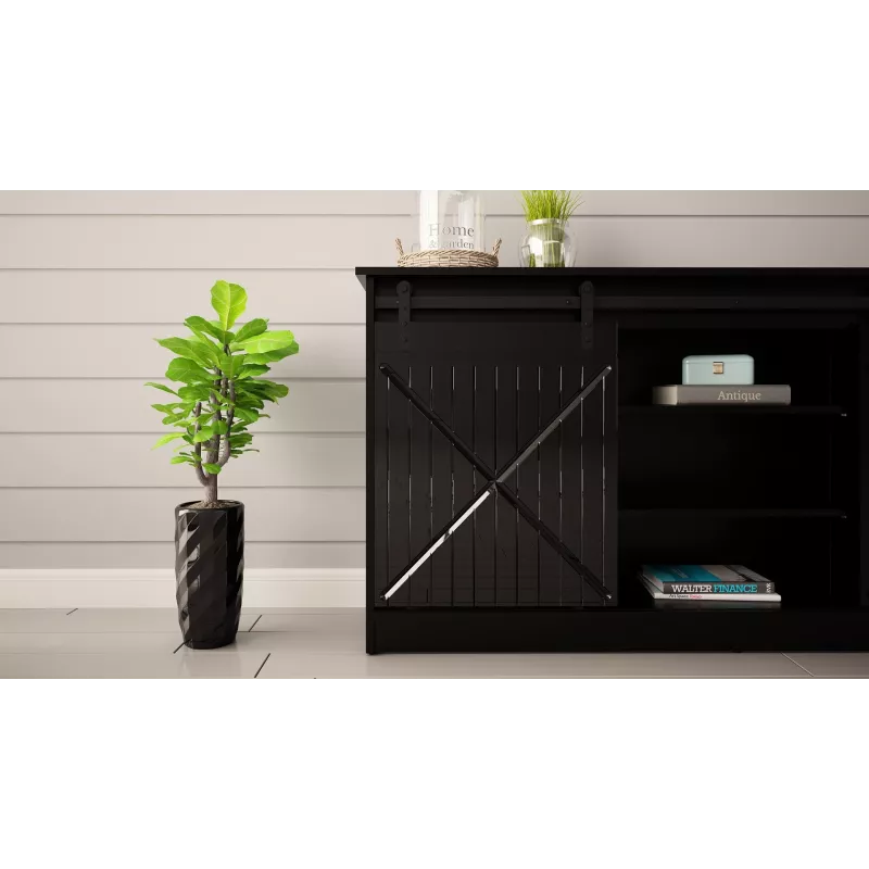 Kommode 160x80x35 GRANERO schwarz/schwarz glänzend
