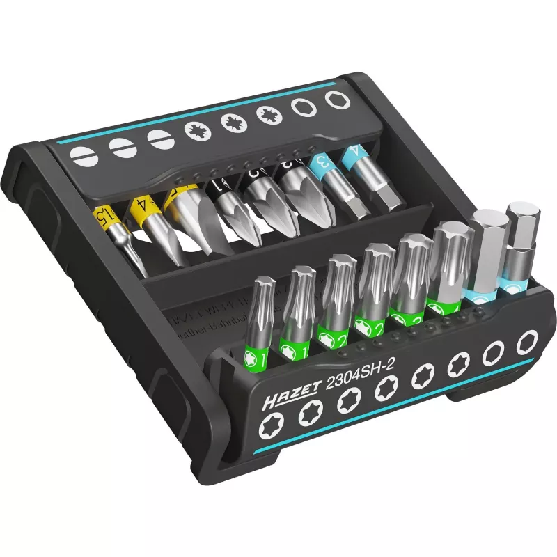 HAZET 2304SH-2 Bit-Set 16-teilig Schlitz Innen-Torx Profil Phillips
