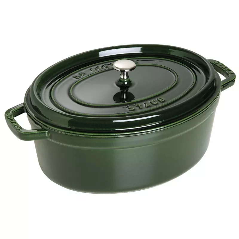 Staub La Cocotte 33 cm Ovaler Bräter aus Gusseisen, Basilikgrün