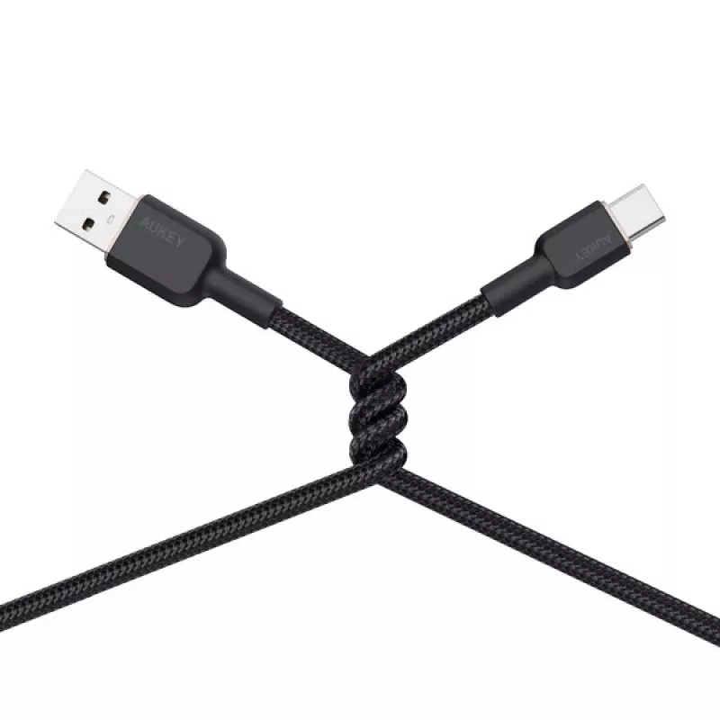 USB-A-auf-USB-C-Kabel Aukey CB-NAC1, 1 m, geflochtenes Nylon, USB PD 60 W, USB 2.0