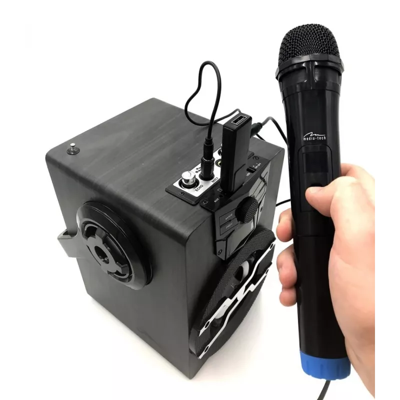 Karaoke-Mikrofon MEDIA-TECH MT395 Accent Pro — kabelgebunden, schwarz, Ein-/Ausschalter, max. Reichweite 20 m, 2er-Pack