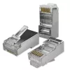 Modularer RJ45-Stecker QOLTEC 54554 CAT5e FTP, 100 Stück, silber, Kunststoff, 11×22×18 mm