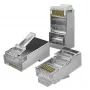 Modularer RJ45-Stecker QOLTEC 54554 CAT5e FTP, 100 Stück, silber, Kunststoff, 11×22×18 mm