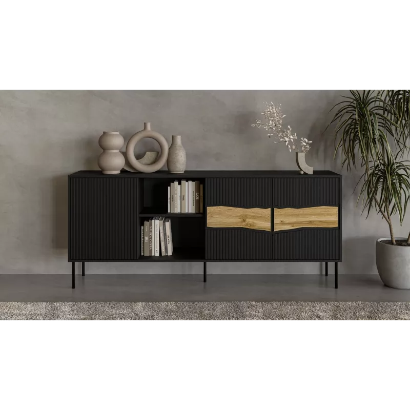 Cama INSERTO 3D1W Kommode 190x40x80 schwarz + LED