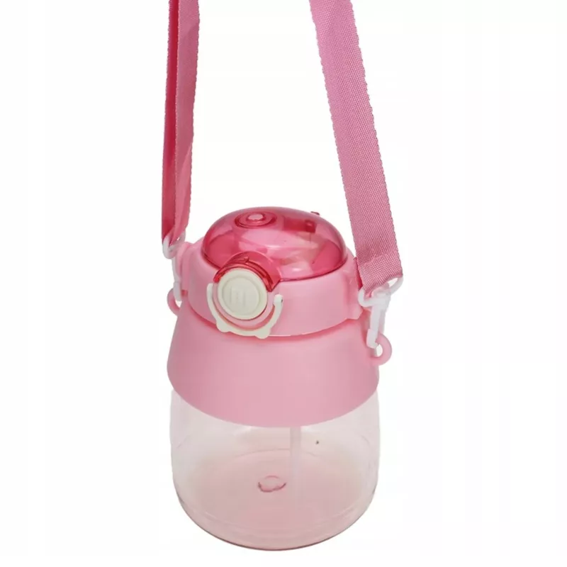 Trinkflasche Extralink Schulflasche mit Strohhalm und Trageband 1 L pink