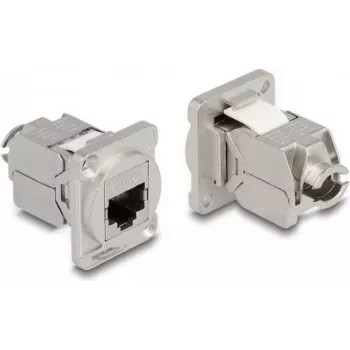Netzwerkkabel DeLOCK D-Type-Modul RJ45 Cat.6A Buchse auf LSA Buchse Edelstahl
