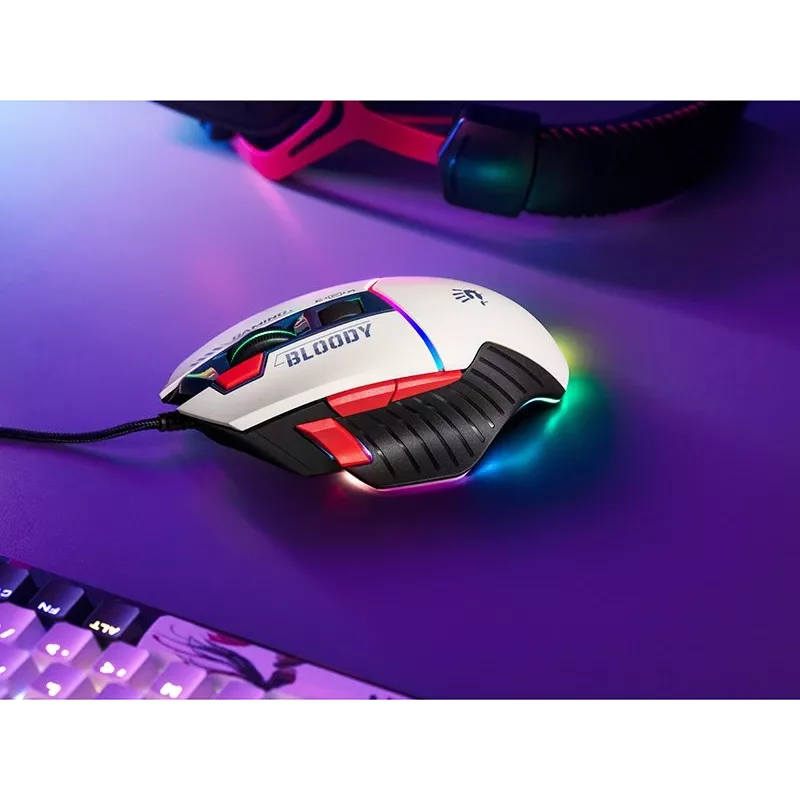 Gaming-Maus A4Tech Bloody W95Max USB – rechtshändig, weiß, 12000 DPI, 1 ms, 250 ips, 125/2000 Hz