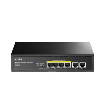 Netzwerk-Switch Cudy FS1006P Fast Ethernet 6-Port (4 PoE, 1 PoE+) 10/100 Mbit/s, 1,2 Gbit/s Bandbreite, Metallgehäuse, Rack-/Wandmontage