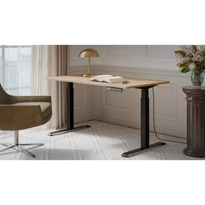 Schreibtisch mit elektrischer Höhenverstellung MOON LONG 150x80x72-120 schwarz/Wotan-Eiche