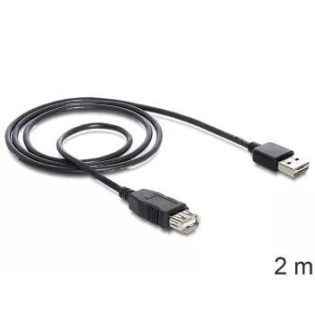 USB-Kabel DeLOCK EASY-USB 2.0-A 2m Schwarz
