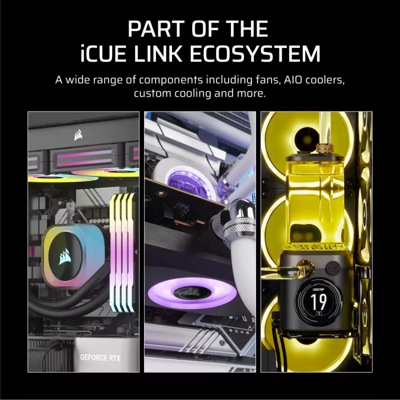 Corsair iCUE LINK RX120 MAX ARGB 120mm Gehäuselüfter 3er-Pack Schwarz