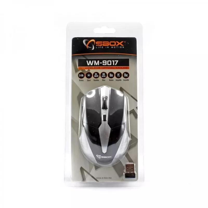 Maus SBOX WM-9017BS Schwarz/Silber USB