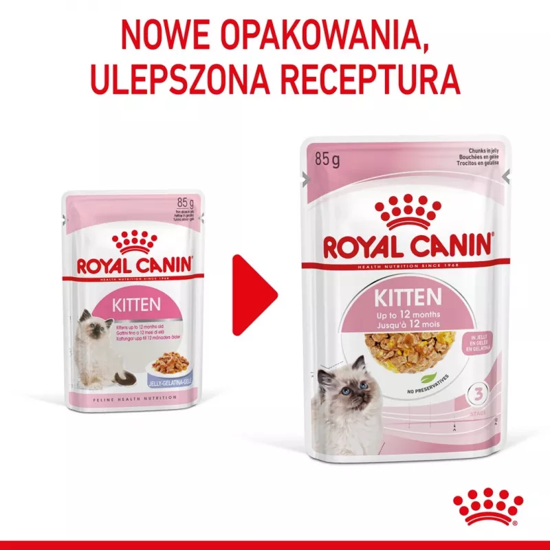 Nassfutter für Kätzchen Royal Canin Kitten Jelly 85 g — Hühnchengeschmack, 85-g-Beutel, 12 Stück