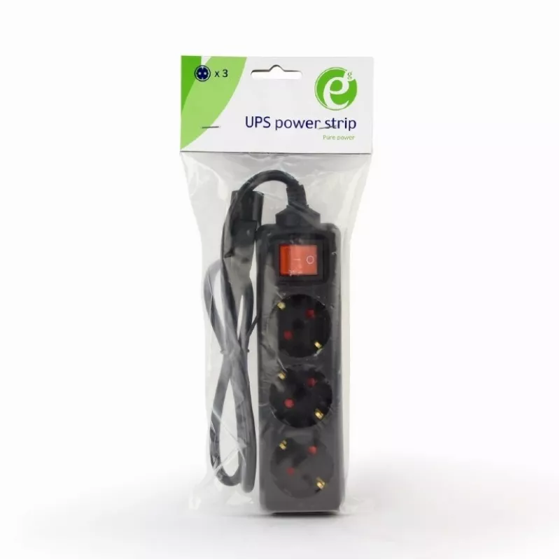 Gembird EG-PSU3-01 Stromverlängerung 0,6 m 3 AC-Ausgänge Innenbereich Schwarz