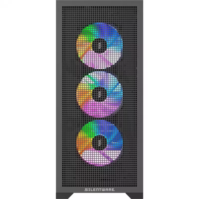 PC-Gehäuse Silentware Core 100 A-RGB Schwarz — Modell CORE100Schwarz, A-RGB-Beleuchtung, Mid-Tower-Formfaktor