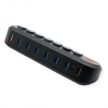 ROLINE USB 3.2 Gen 1 Hub, 7-fach, austauschbare Tasten, Typ-A-Anschlusskabel