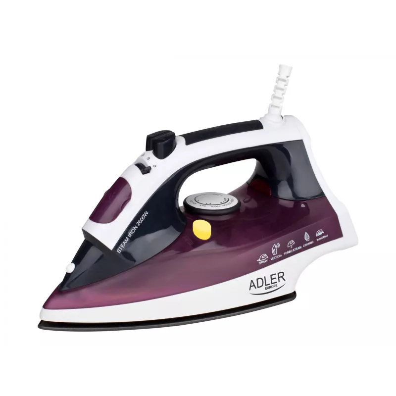 Adler AD 5022 Trocken- & Dampfbügeleisen Keramiksohle Lila, 2200 W