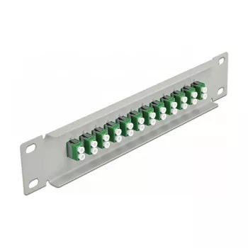 Glasfaser-Patchpanel DeLOCK 10 Zoll 12 Port LC Duplex Grün 1U Grau