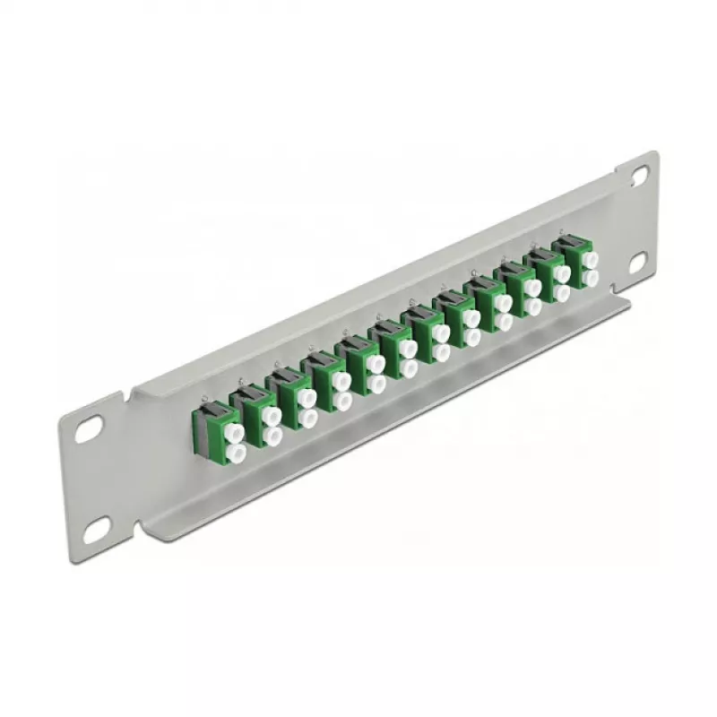 Glasfaser-Patchpanel DeLOCK 10 Zoll 12 Port LC Duplex Grün 1U Grau