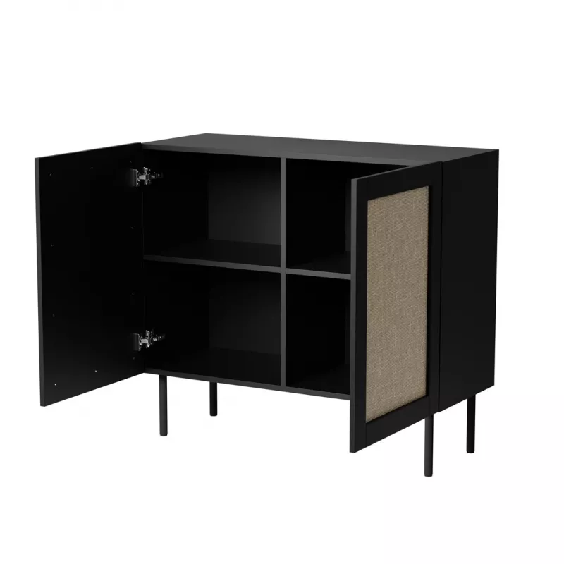 JUTA 2D Kommode 100x39.5x90 schwarz + linol calabria