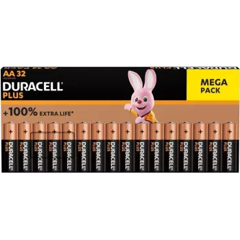 Alkaline-Batterien Duracell Batterie Plus AA 32er-Pack — AA-Größe, 1,5 V (00216913)