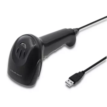 Handheld-Barcodeleser QOLTEC 50866 — 1D-Laserscanner, USB kabelgebunden, 600 mm Reichweite, schwarz, 161,5×88×77 mm