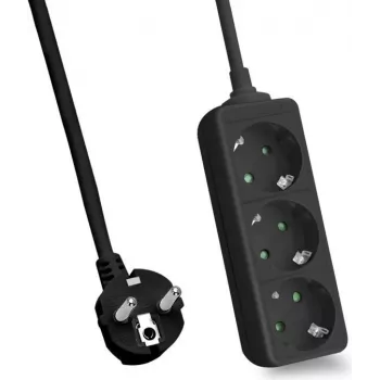 Steckdosenleiste helos CLASSIC 3-fach, schwarz, 1,5 m Kabel