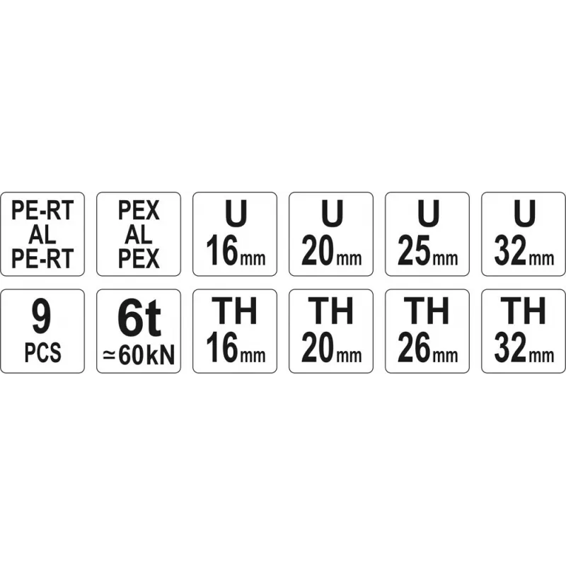 Yato PEX-AL-PEX Crimpzange manuelle Crimpzange mit 8 Backen Satz