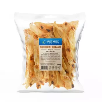 Hundeleckerlis PETMEX Kaninchenohren 500 g – natürliche Kaninchenohr-Snacks, zahnpflegend, getreide- und zuckerfrei
