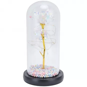 Ewige Rose im Glas Extralink Home, weißes LED-Licht