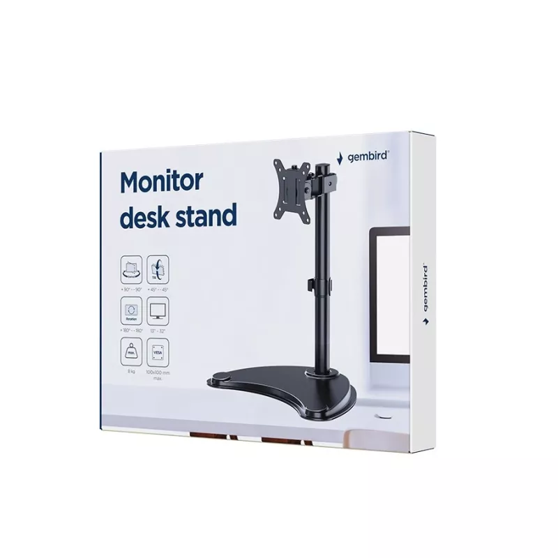 Monitor-Tischständer GEMBIRD MS-D1ST-04 für 13–32-Zoll-Bildschirme, höhen- und neigungsverstellbar, VESA 75x75–100x100, bis 8 kg