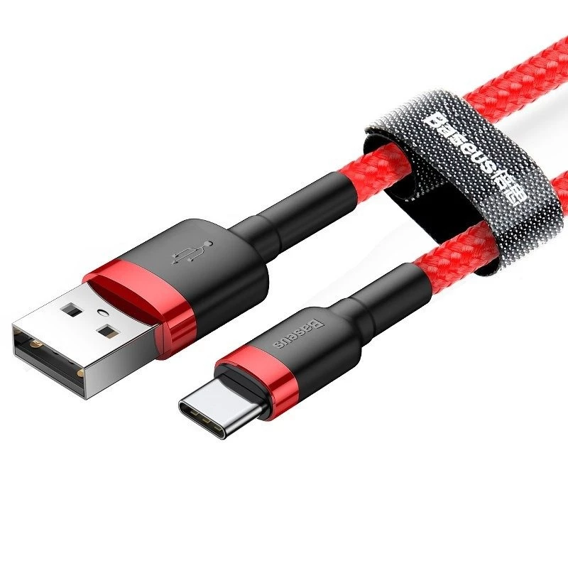 USB-2.0-A-auf-USB-C-Kabel Baseus CATKLF-B09 1m QC3.0 Nylongeflecht rot, Schnellladung und Datensynchronisation