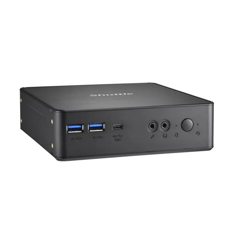 Shuttle XPC Nano PC NC40U, Intel Celeron 7305U, 1x HDMI, 1x DP, 1x USB-C/DP, 6x USB3.2, 1x 2,5-Zoll-Einschub, 2x M.2, 1x LAN, RAID, 24/7 Dauerbetrieb, inkl. VESA & Standfuß