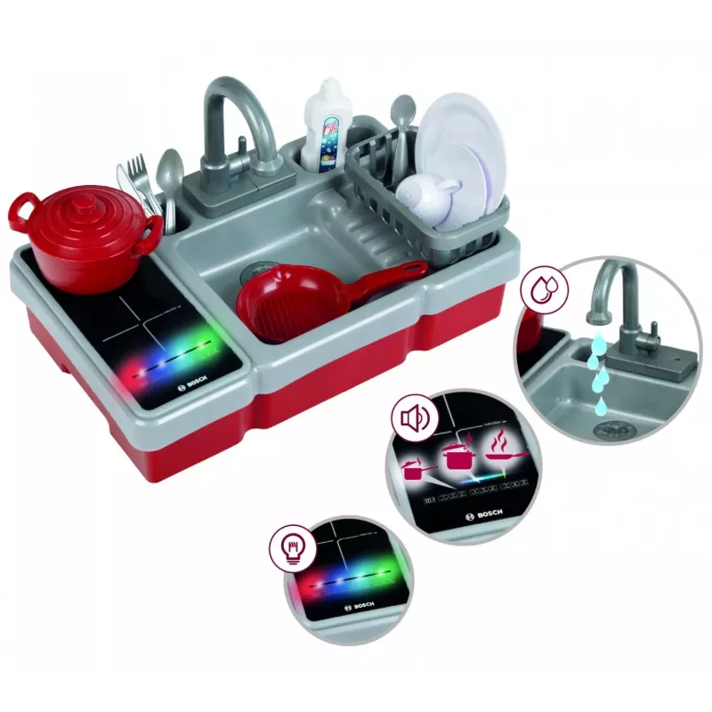 Spielzeugspüle mit Wasserfunktion und Licht KLEIN Modell 7110 – Kinder-Spielküchenzubehör