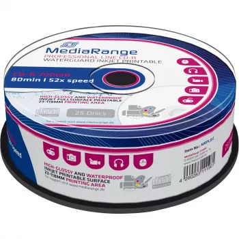 CD-R MediaRange MRPL512 700 MB 52x Inkjet Printable 25 Stück Spindel