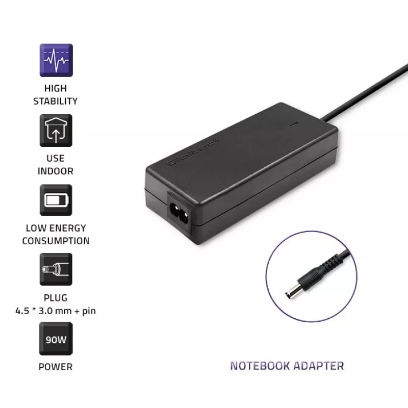 Qoltec 51516.90W Netzteil für Dell | 90W | 19,5V | 4,62A | 4,5*3,0+Pin | +Netzkabel