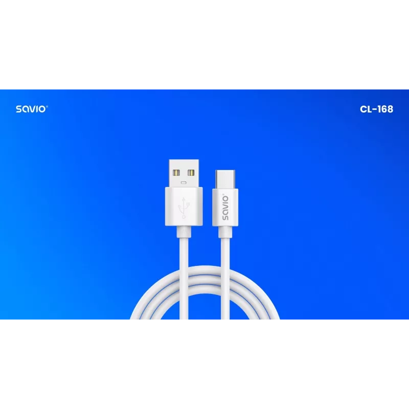 USB 2.0-Kabel SAVIO CL-168, USB A (Stecker) auf USB C (Stecker), 3 m, weiß