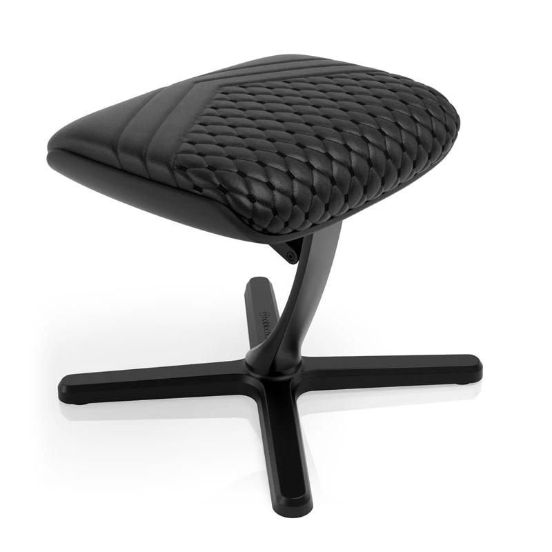 Fußstütze noblechairs NBL-FR-RL-BLK — schwarz, echtes Leder, Aluminiumrahmen, 490×400×450 mm, neigbar 0–45°