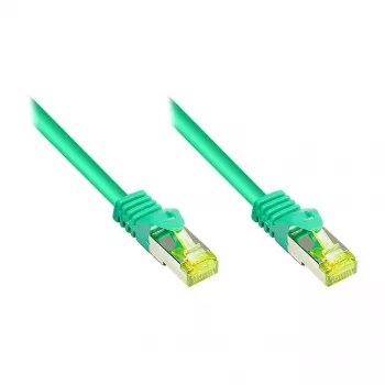 RJ45-Patchkabel mit Cat.7-Rohkabel und Rasthebelschutz (RNS®), S/FTP, PiMF, halogenfrei, 600 MHz, OFC, Grün, 5 m, Good Connections® (8070R-050G)
