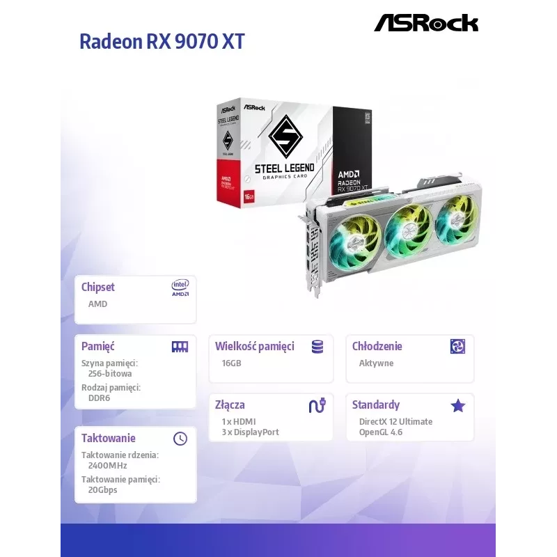 ASRock Radeon RX 9070 XT SL 16G 16GB GDDR6 PCIe 5.0 Grafikkarte