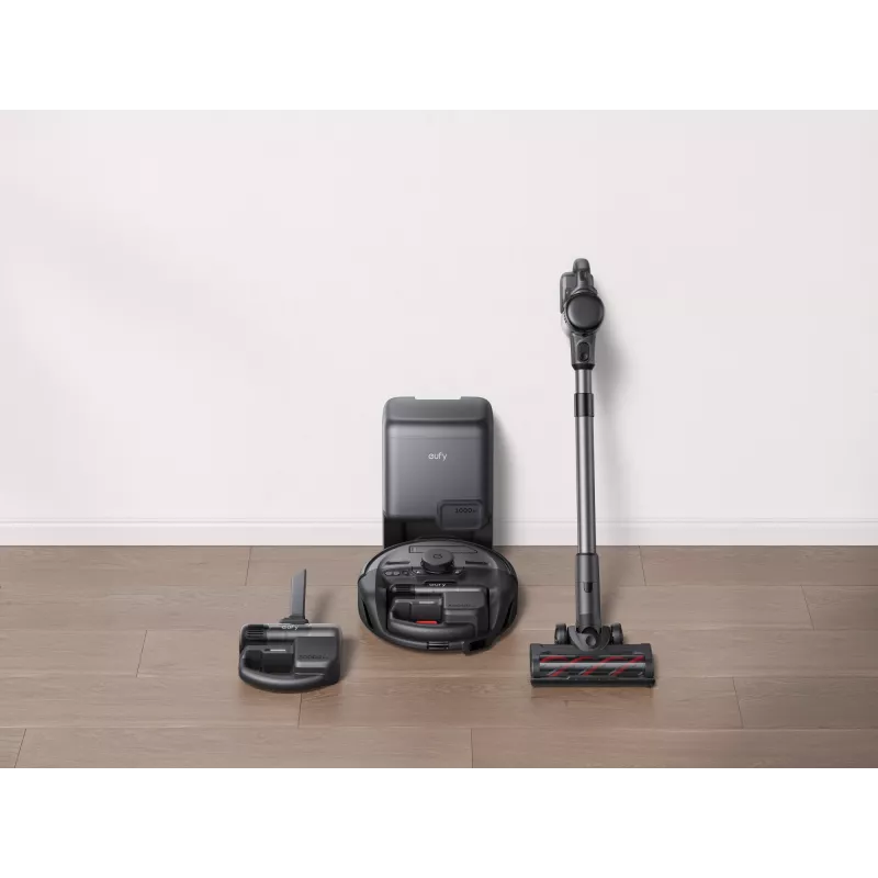 Roboter-Staubsauger Eufy E20 Schwarz — rund, Basisstation mit Staubbeutel, 150 Minuten Laufzeit, 35 cm Durchmesser