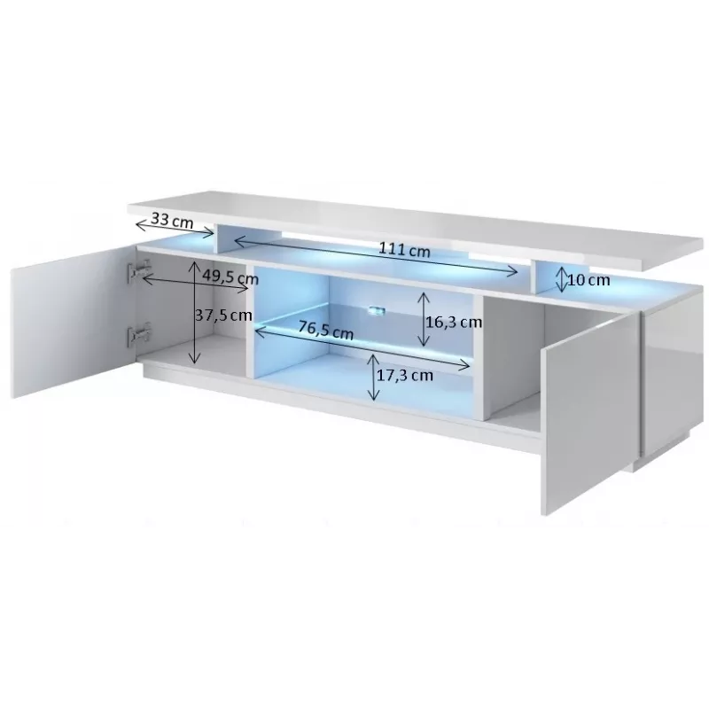 RTV-Schrank EVA 180x40x56 weiß/weiß glänzend