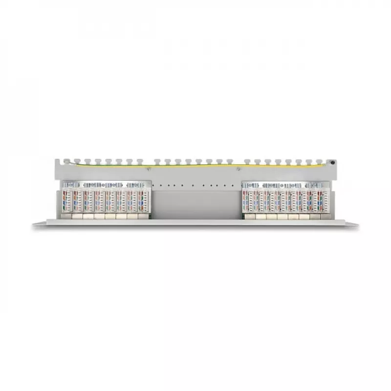 DeLOCK 19 Zoll Patch Panel 16 Port Cat.6A 1HE grau Metall Rack